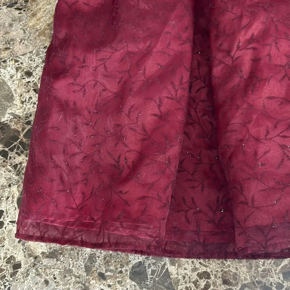 Perfectly Dressed Infant Girls Burgundy Red Lined Lace Overlay Formal Dress 24M